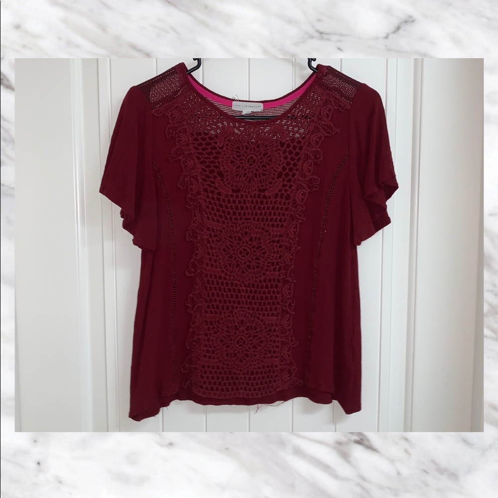 Lace Red Blouse